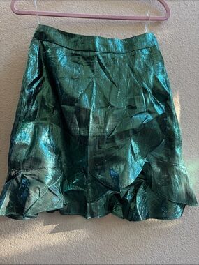 Shimmery Emerald Ruffle Hem Women’s Skirt